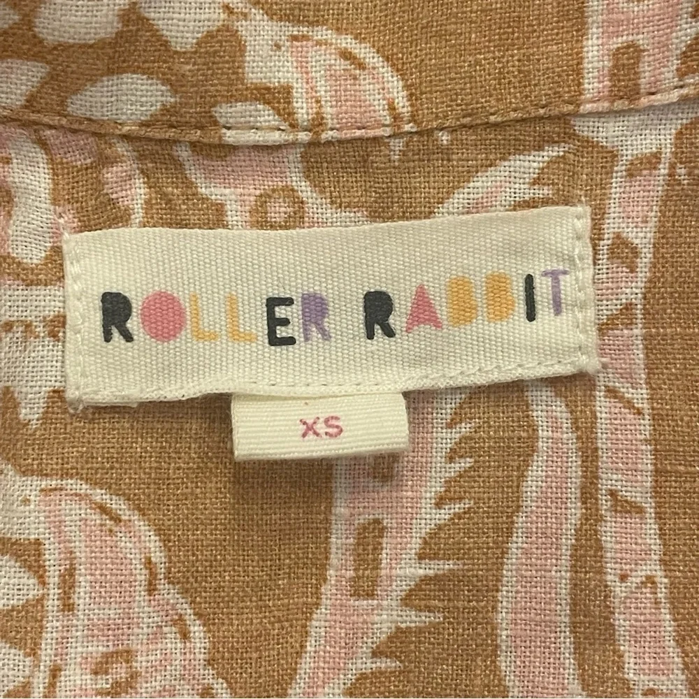 Roller Rabbit Floral Linen Button Down Top Size XS